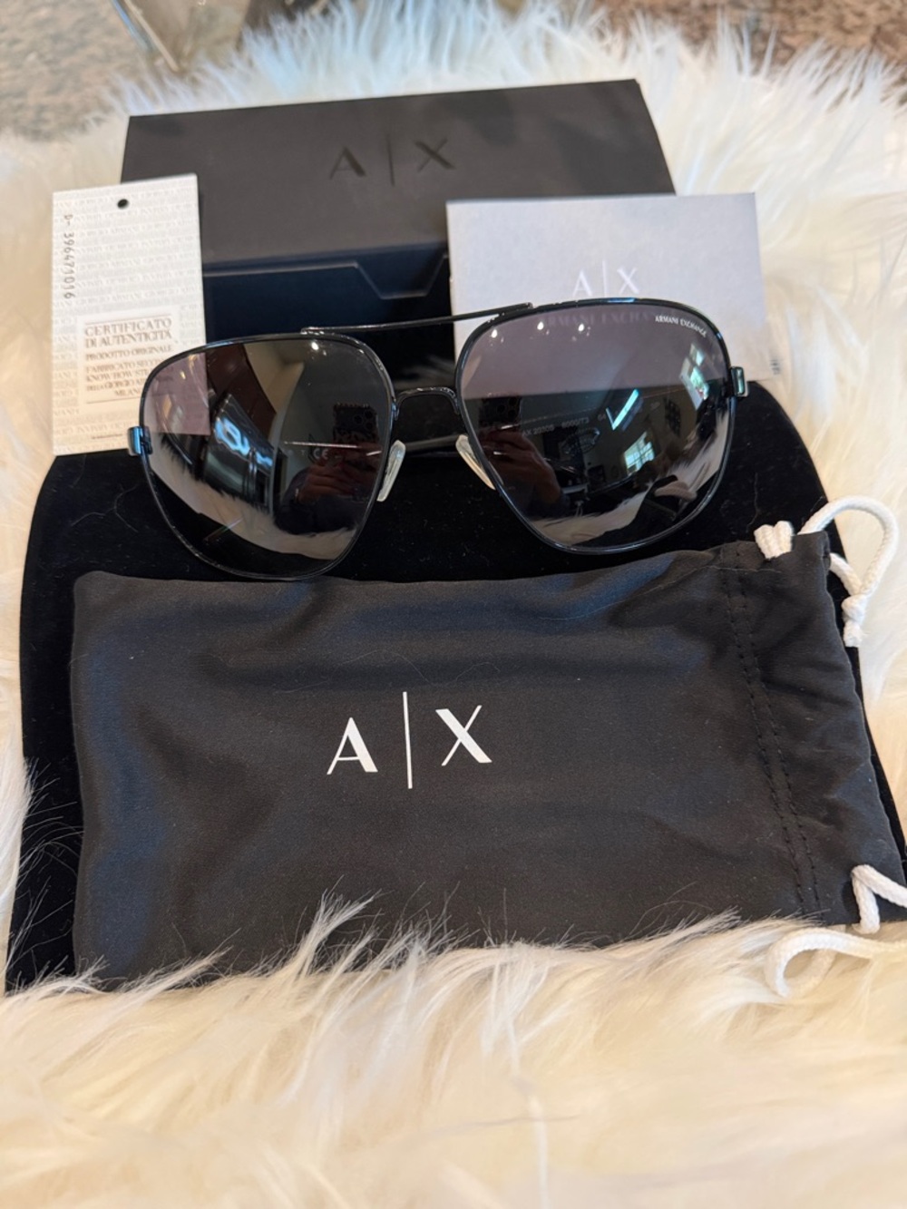 Armani Exchange Men's Black Aviator Sunglasses